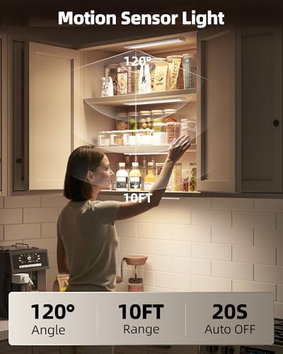AMETHEUS 12-inch Rechargeable Motion Sensor Under Cabinet LED Light - Dimmable, 3 Color Temps, Remote, Indoor Use (6 Pack)