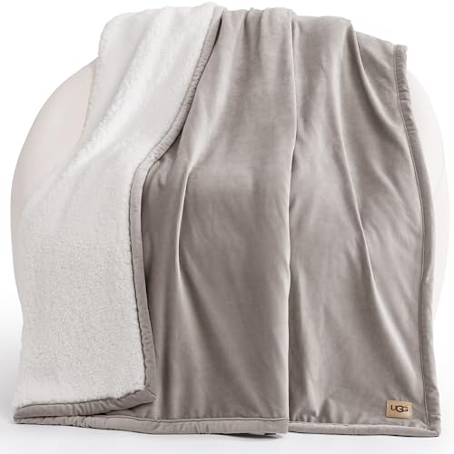 UGG Bliss Fluffy Fleece Couch Throw Blanket - 50x70 Inches, Oyster Brown