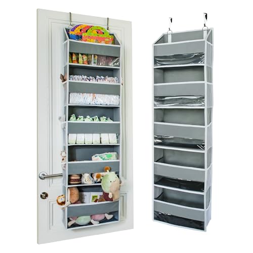 Over Door Hanging Organizer 5-Tier Storage Grey - Renter-Friendly, Easy Install