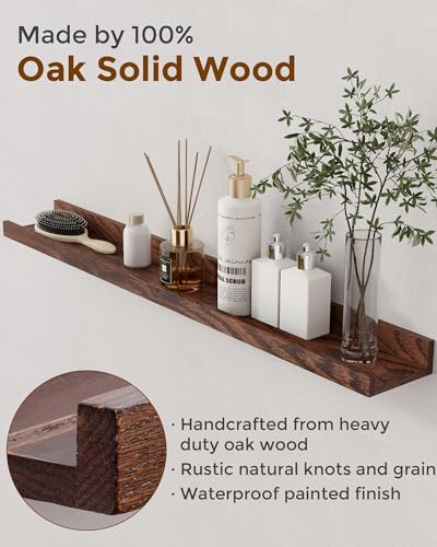 Axeman Oak Picture Ledge Shelf, 48 Inch Floating Shelves Set of 2,