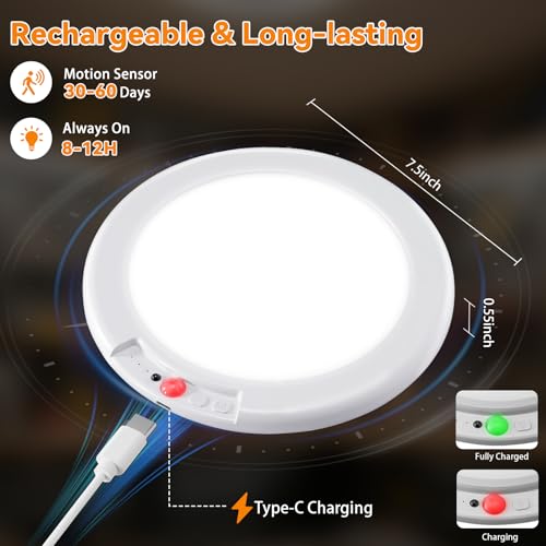 Rechargeable LED Ceiling Light with Remote - White 2-Pack