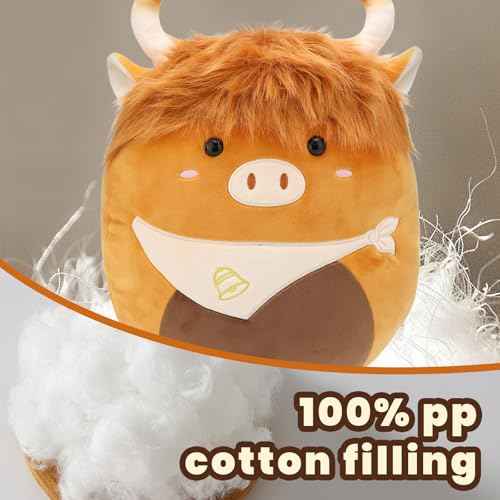 Highland Cows Plush Pillow Adorable Cow Stuffed Animal Plushies Toys Soft Fluffy Cow Plush Pillow for Birthdays Day