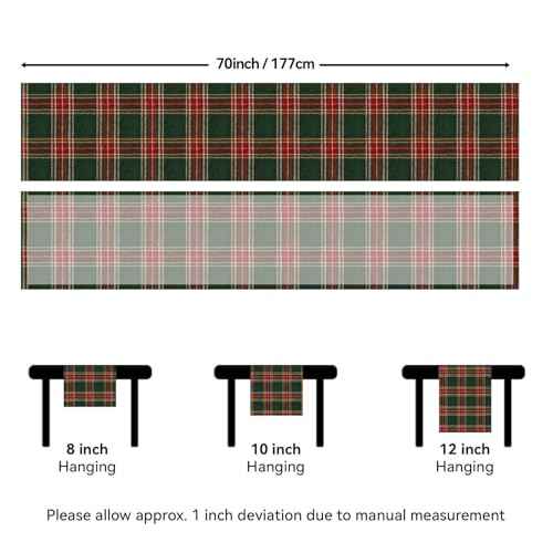 Softalker Christmas Checkered Tartan Table Runner - Green Buffalo Plaid Xmas Stain Resistant Washable Table Decoration for Dining/Parties/Holiday Decor, 13 x 70 Inch