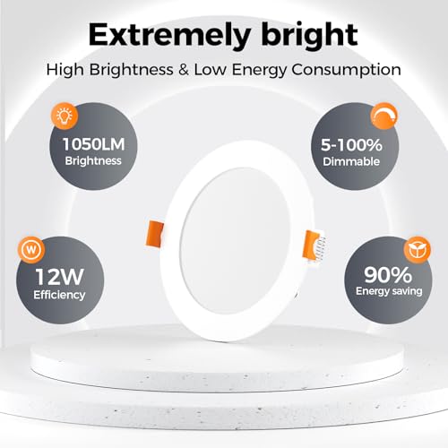 CHARKEE 12 Pack 6-Inch 5CCT LED Recessed Ceiling Lights - Easy Install, Dimmable, Low Profile