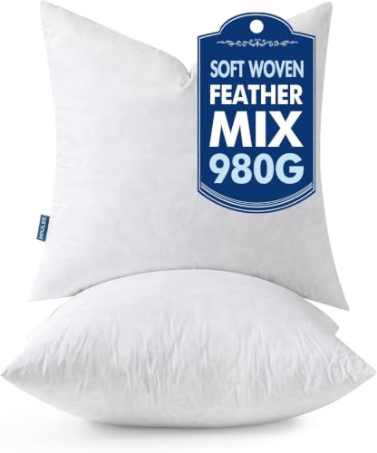 22x22 Inch Pillow Inserts Set of 2 - Feather & Polyester Blend Plush Support