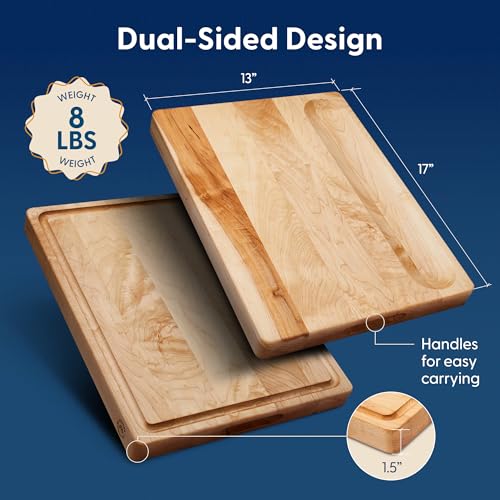 Sonder Los Angeles Winsome Maple Edge Grain Cutting Board 17x13in with Cracker Well