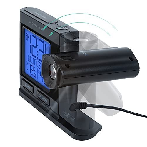 La Crosse Technology Atomic Projection Alarm Clock with Temperature - Black