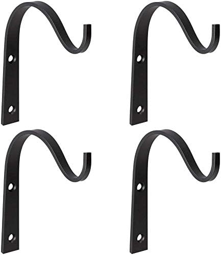 Mkono 4 Pack Iron Wall Hooks - Versatile Plant Hangers for Indoor/Outdoor Decor | 3 Inch Metal Brackets
