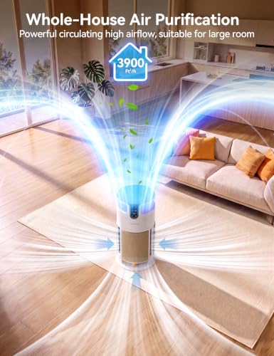 Large Room Air Purifier with HEPA Filter for Pet Hair Odor Removal - 3900 sq ft