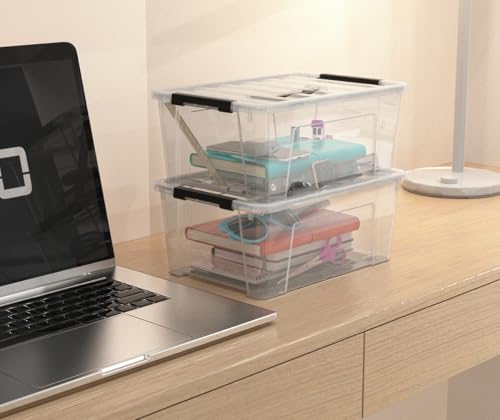 Krihan Clear 9-Pack Plastic Storage Bins with Lids, 6 Quart Stackable Organization Containers