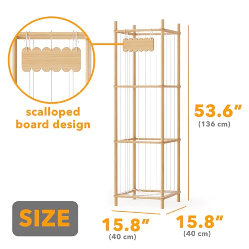 Large Capacity Wooden Stuffed Animal Storage Organizer - 15.8" Wide, Natural