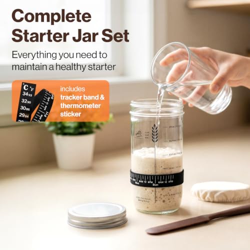 Round Sourdough Starter Kit with Banneton Proofing Basket - Complete Baking Set