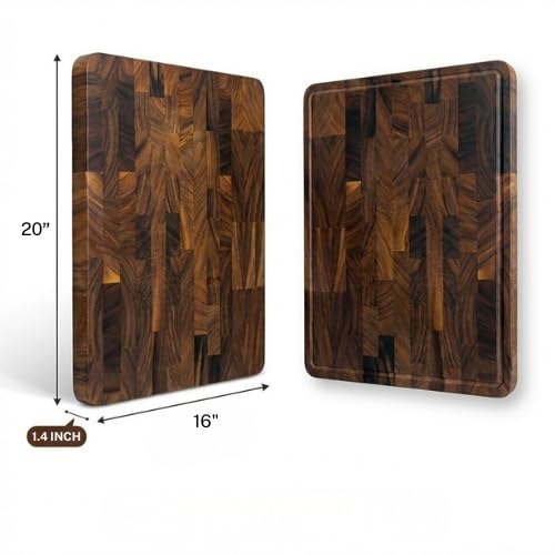 BABILONIA Walnut Wood Cutting Board - 20" x 16" End Grain Kitchen Chopping Board