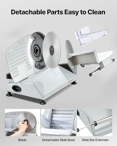 VEVOR 7.5-Inch Electric Meat Slicer with SUS420 Blade, Adjustable Thickness