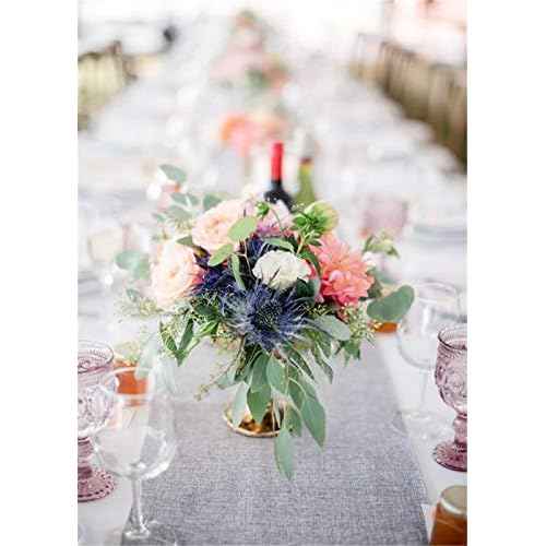 B-COOL 2 Packs Burlap Table Runners Natural Gray Table Runner for Party Dining Rustic Wedding Rectangular Fall Thanksgiving Table Decoration 12x84inch