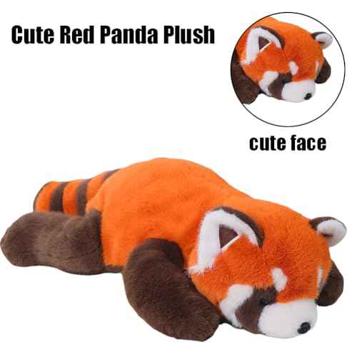 Red Panda Plush Stuffed Animal - Sleeping Plush Toy Pillow, Cute Hugging Plushie, Room Decor, Christmas Birthday Gifts for Kids Girls Boys (11.8in)