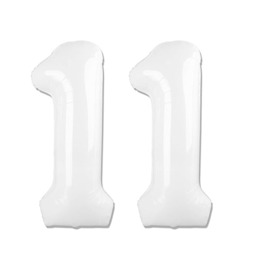 White Number 11 Balloon 40 inch, Translucent 11 Number Balloons, 11th White Birthday Decorations for Girls Boys, 11 Year Old Party Supplies