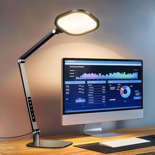 Black LED Desk Lamp for Home Office, 1200LM Zoom Lighting, CRI 97.8 - LitONES