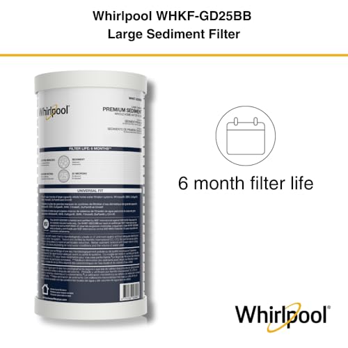 Whirlpool 10x4.5 Inch Whole House Sediment Water Filter Cartridge - 1 Pack, 25 Micron NSF Certified Replacement