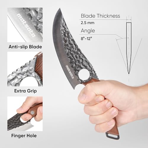 Matsato Chef Knife with Premium Leather Sheath - Japanese Stainless Steel Kitchen Cutting Tool