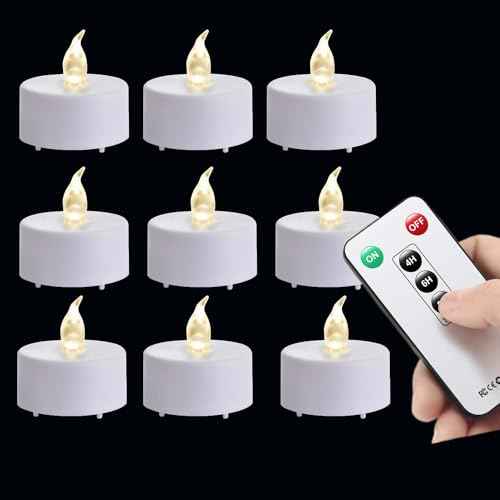 12pack Remote Control LED Tea Lights Battery Operated Flameless Candles Realistic and Bright Flickering Long Lasting 400 Hours Electric Candles for Christmas Home Party Wedding Decor (White)