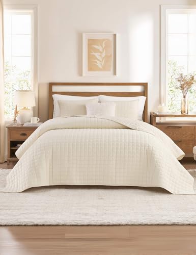 YnM Velvet Cream White Weighted Blanket 90x104in 50lb Oversized Bedspread