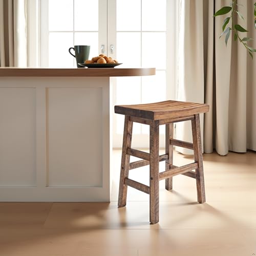 Alaterre Durango 26-Inch Solid Wood Rustic Counter Stool with Industrial Design