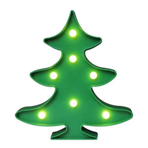 Christmas Tree Decorations Marquee Sign, Green Tree Night Lights Table & Wall Lamp Marquee Lights for Bedroom, Kids' Room, Nursery Room, Home Decorations - Xmas Tree