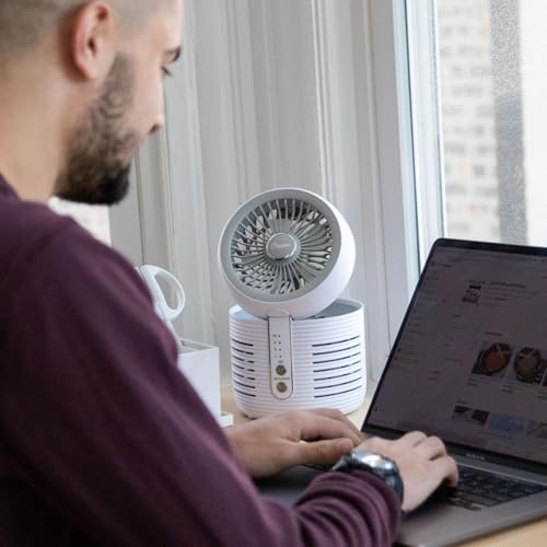 Crane 2-in-1 Air Purifier and Desk Fan - Standard Edition, Small HEPA Filter, Night Stand & Office Use