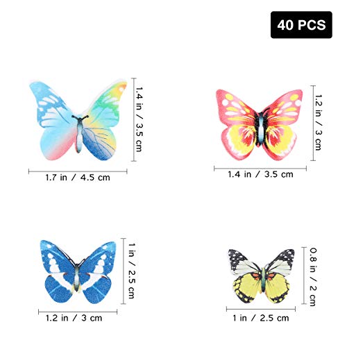 Garneck 40pcs Edible Butterflies Edible Cupcake Toppers,Butterfly Rice Paper Cake & Cupcake Toppers Christmas Birthday Wedding Party Food Decoration(Assorted Pattern)
