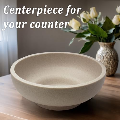 Large Handcrafted Decorative Fruit Bowl in Sand Beige - Modern Home Accent