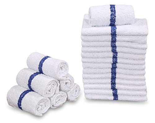 Blue Stripe Cotton Blend Restaurant & Bar Mops - 60 Pack, 28oz