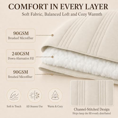 CozyLux Beige Oversized Queen Comforter Set - 7 Pieces Bed in a Bag