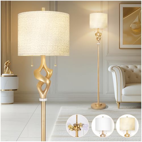 Gold Leaf Sculptural Floor Lamp with Marble Base - 65.5 Inches