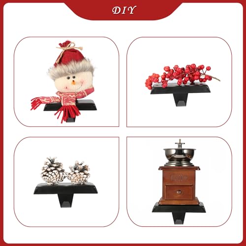 Sunshane Black Christmas Stocking Holders Set of 5 Mantel Hooks Fireplace Decor