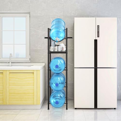 Eocnrhe 2-In-1 5 Gallon Water Jug Holder with Dispenser, 11.02 x 11.02 x 55.51 Inches Storage Rack for Kitchen Office Garage