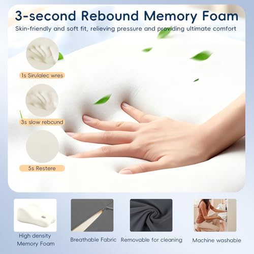 Natural Latex Wedge Pillow Support Cushion for Back Waist Legs - Grey & Black Variations