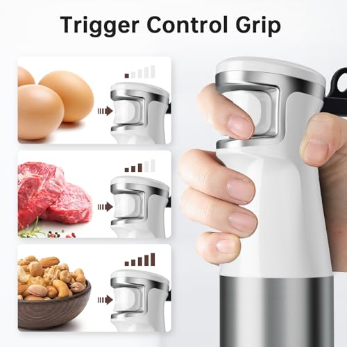 White 1100W 5-in-1 Immersion Hand Blender Set - Corded Kitchen Mixer