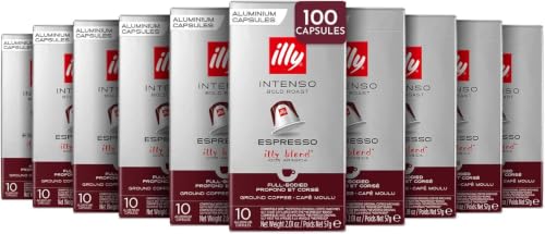 illy Intenso Bold Roast Coffee Capsules 10 Pack Compatible with Nespresso