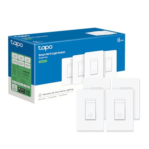 Tapo Smart Dimmer Switch 4-Pack - Single Pole, Requires Neutral Wire