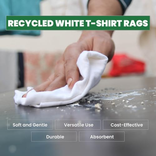 SupremePlus 10 lbs. Recycled White T-Shirt Rags Box - Bulk Shop Towels for Oil, Paint & Auto Cleaning