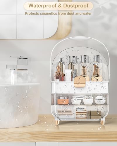 Anylady White Makeup Organizer with 3 Tiers for Vanity & Countertop