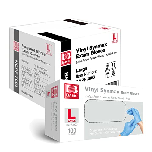 Vinyl Exam Gloves Large 1000 Pack - Latex-Free Powder-Free Medical Gloves