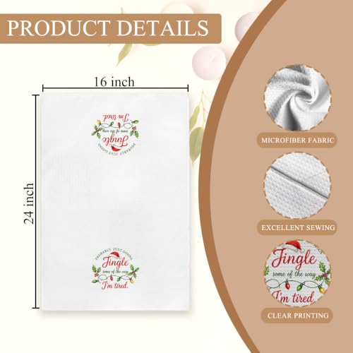 OHSUL Jingle Santa Hat Christmas Kitchen Dish Towels 16x24 Inch