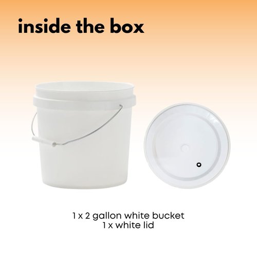 Fastrack 2 Gallon Fermenting Bucket with Lid | White | Food Grade Plastic Container with Handle | BPA-Free for Beer, Wine, Beverages & Food Storage