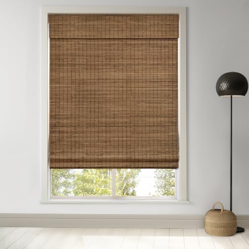 Privacy Cordless Bamboo Roman Shades - Highfield Teak, 47x64 Inches
