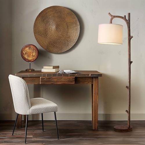 Wood Grain Retro Farmhouse Floor Lamp for Nursery & Living Room - Rustic Tree Trunk Decor