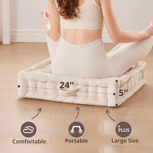 Intelligent Design Ivory Square Floor Pillow 24x24 Meditation Cushion