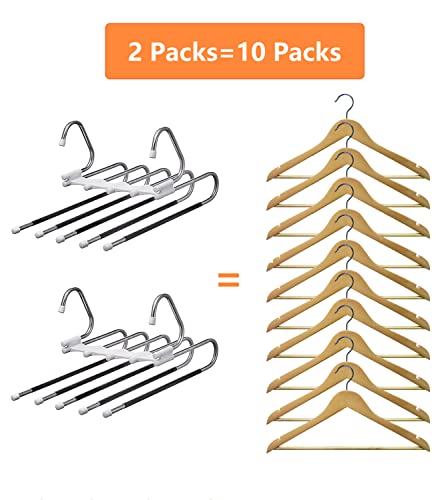 4 Pack Space Saving Stainless Steel Pants Hangers - Anti-Slip Closet Organizer for Jeans Trousers Skirts & Scarves