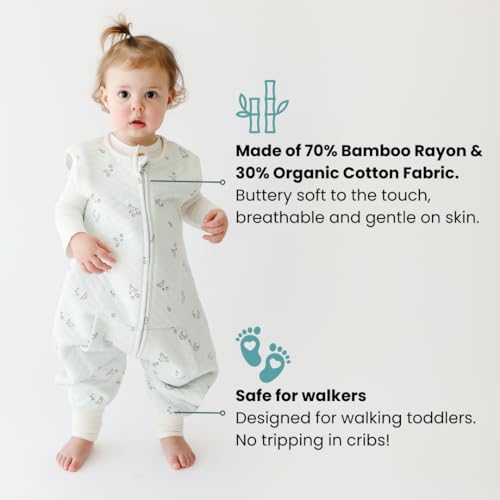 Toddler Sleep Sack with Legs - 0.8 TOG, 2-3T, Croissant - Breathable Bamboo Cotton